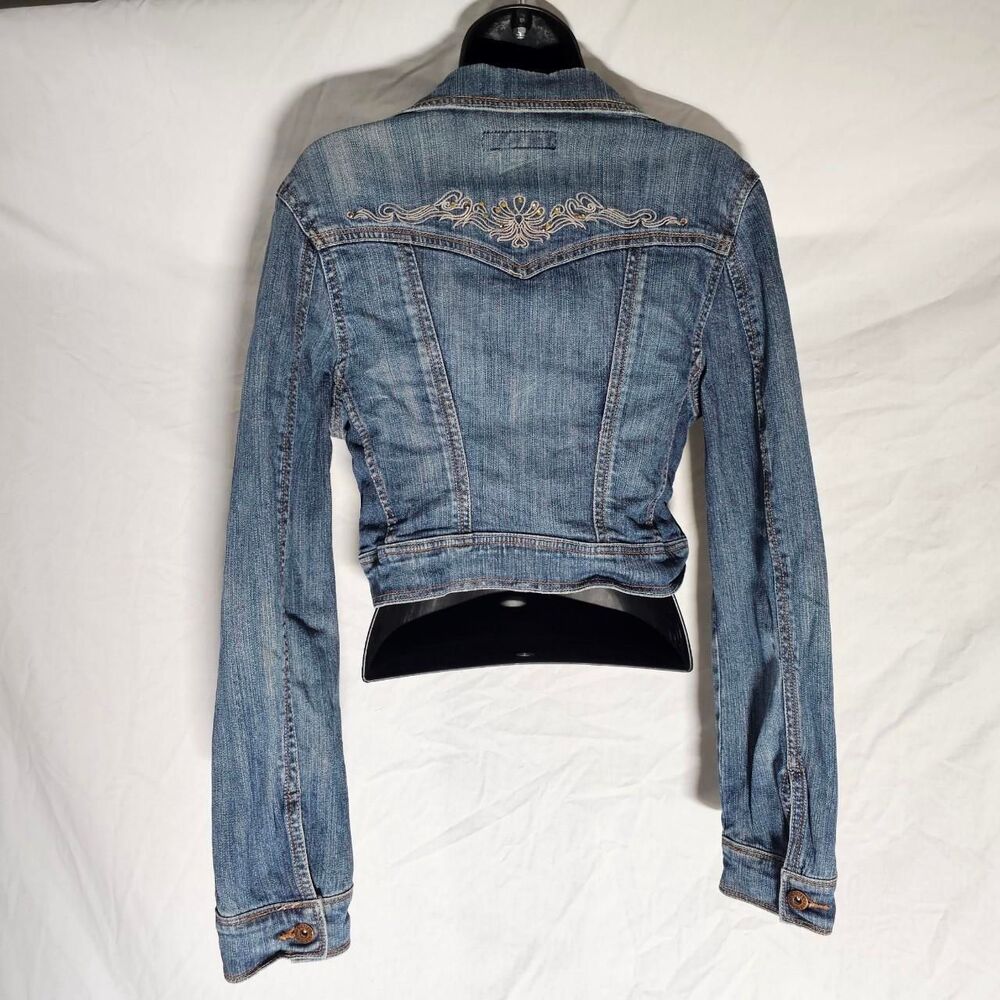 Denim y2k rhinestone cyber grunge design crop jacket